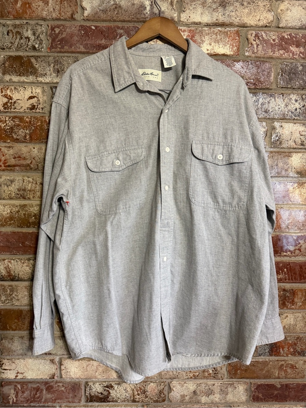 Eddie Bauer Light Gray Long-Sleeve Button-Down Shirt